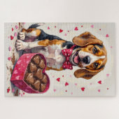 Beagle Devouring Valentine's Chocolate Box Puzzle (Horizontal)