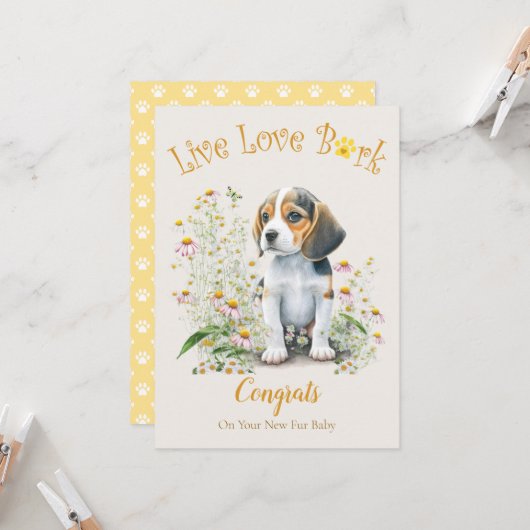 Beagle Dog Adoption, Gotcha Tag Karte (Vorderseite/Rückseite Beispiel)