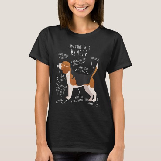 Beagle Dog Anatomy Cute Pet Dog Mom Dog Dad T-Shirt (Vorderseite)
