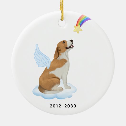 Beagle Dog Angel Wings Personalisiertes Haustier M Keramik Ornament (Hinten)
