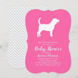 Beagle Dog Baby Shower Girl Pink Einladung