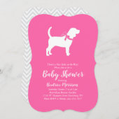 Beagle Dog Baby Shower Girl Pink Einladung (Vorne/Hinten)