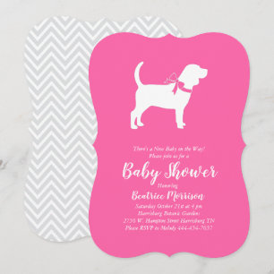 Beagle Dog Baby Shower Girl Pink Einladung