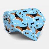 Beagle Dog Beagle Hound Blue Pattern Krawatte (Gerollt)