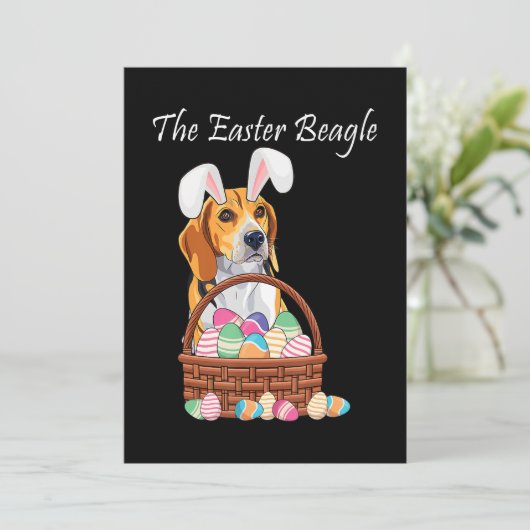 Beagle Dog Bunny Rabbit Oars Beagle Ostern Ankündigung (Stehend Vorderseite)