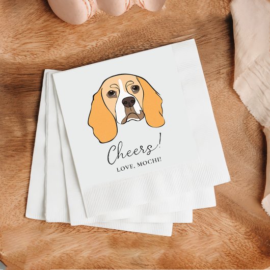Beagle Dog Cheers Dog Custom Cocktail Napkin Serviette