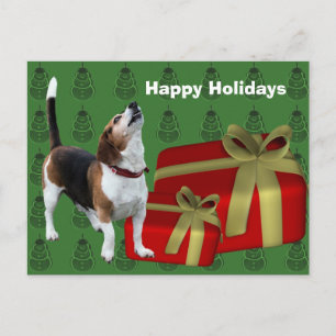 Beagle Dog Christmas Holiday Postcard Feiertagspostkarte