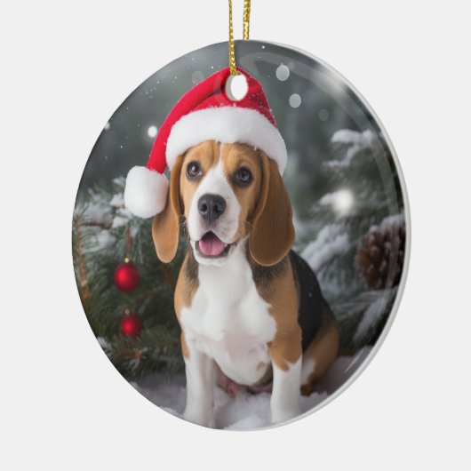 Beagle Dog Christmas Keepake Keramik Ornament (Links)