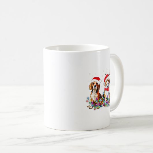 Beagle Dog Christmas Lights Cute Pet Matching Fami Kaffeetasse (VorderseiteRechts)