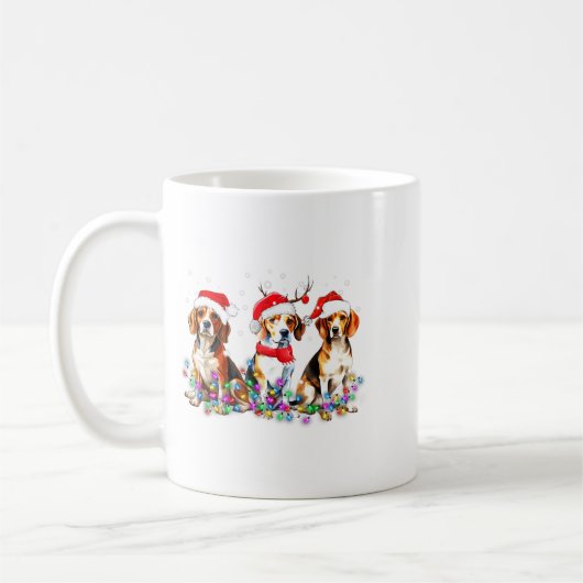 Beagle Dog Christmas Lights Cute Pet Matching Fami Kaffeetasse (Links)