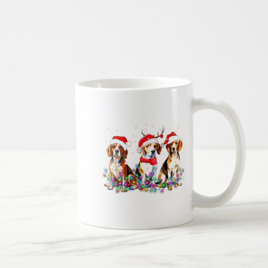 Beagle Dog Christmas Lights Cute Pet Matching Fami Kaffeetasse (Rechts)