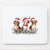 Beagle Dog Christmas Lights Cute Pet Matching Fami Mousepad (Vorne)