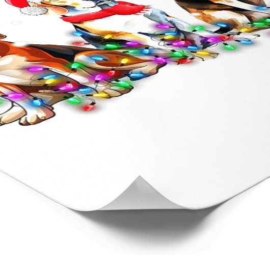 Beagle Dog Christmas Lights Cute Pet Matching Fami Poster (Ecke)