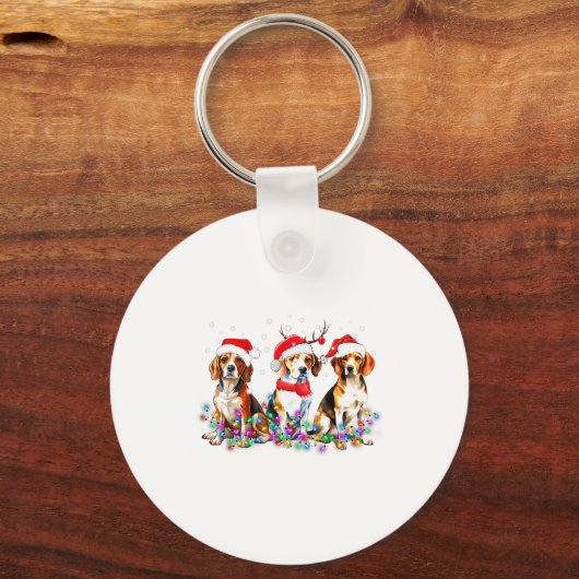 Beagle Dog Christmas Lights Cute Pet Matching Fami Schlüsselanhänger (Vorderseite)