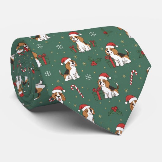 Beagle dog Christmas Pattern Krawatte (Gerollt)