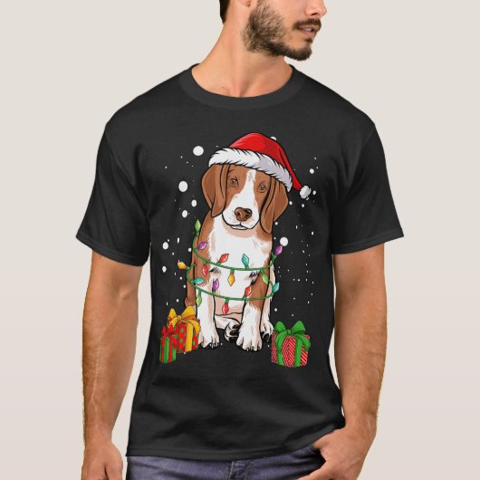 Beagle Dog Christmas Tree Lights Santa Dog Xmas T-Shirt (Vorderseite)