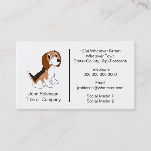 Beagle Dog Design Boarding Kennels Visitenkarte (Vorderseite)