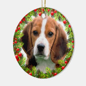 Beagle Dog Elegante Wasserfarben Weihnachten Keramik Ornament (Links)