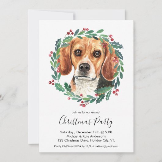 Beagle Dog Elegantes Party Einladung (Vorderseite)
