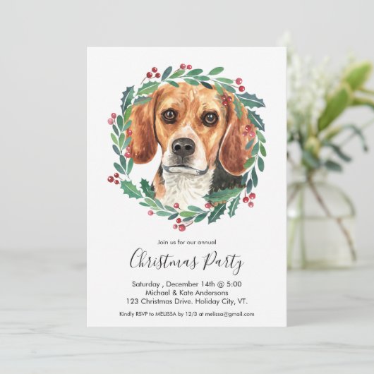 Beagle Dog Elegantes Party Einladung (Stehend Vorderseite)