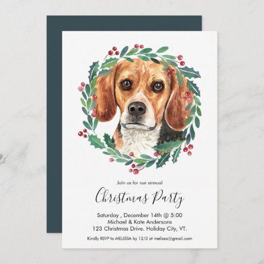 Beagle Dog Elegantes Party Einladung (Vorne/Hinten)