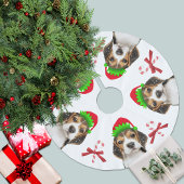 Beagle Dog Elves Candy Canes | weiß Polyester Weihnachtsbaumdecke