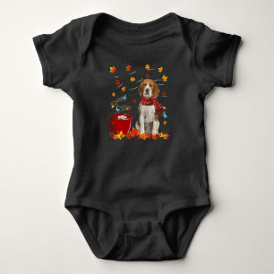 beagle dog  fall chocolate autumn lover baby strampler