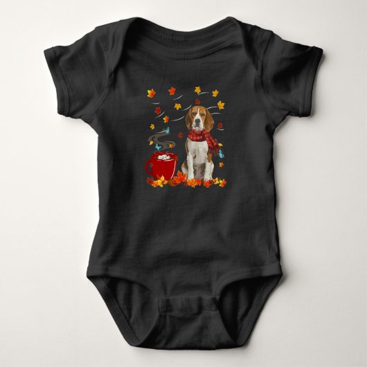 beagle dog  fall chocolate autumn lover baby strampler (Vorderseite)