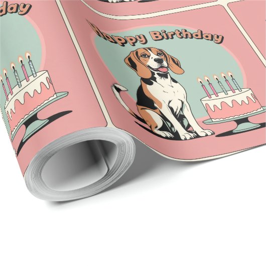 Beagle Dog farbenfroh Geschenkpapier (Rolleneckpunkt)