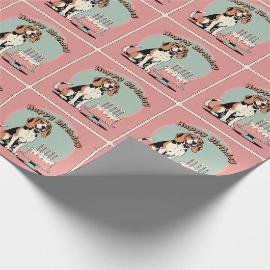 Beagle Dog farbenfroh Geschenkpapier (Ecke)