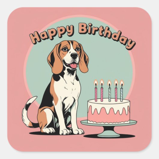 Beagle Dog farbenfroh Quadratischer Aufkleber (Vorderseite)