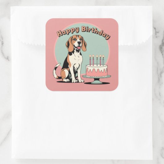 Beagle Dog farbenfroh Quadratischer Aufkleber (Tasche)