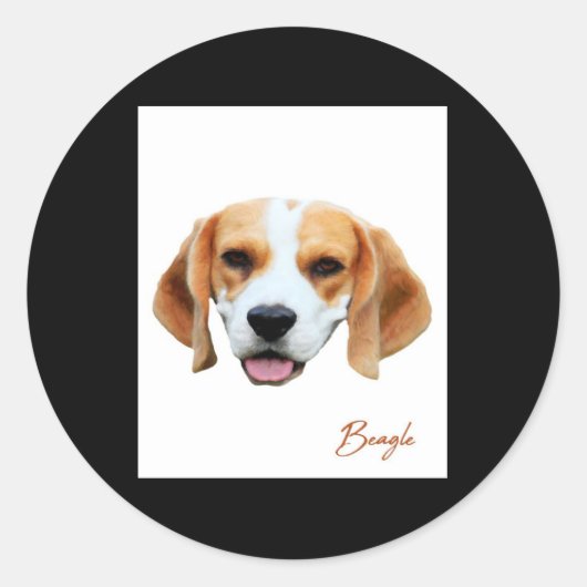 Beagle Dog - Farbportrait Runder Aufkleber (Vorderseite)