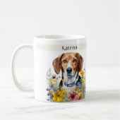 Beagle Dog Feld der Blume Ihr Name Kaffeetasse (Links)