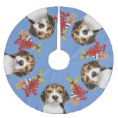 Beagle Dog Fun Weihnachten | Blau Polyester Weihnachtsbaumdecke (Vorderseite)