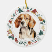 Beagle Dog Gerahmt mit Weihnachtsbildern Keramik Ornament (Vorne)