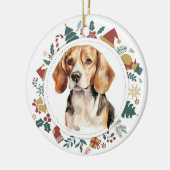 Beagle Dog Gerahmt mit Weihnachtsbildern Keramik Ornament (Links)