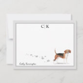 Beagle Dog Graue Border Monogramm Ihr Name Mitteilungskarte (Vorderseite)