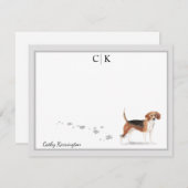 Beagle Dog Graue Border Monogramm Ihr Name Mitteilungskarte (Vorne/Hinten)