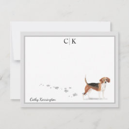 Beagle Dog Graue Border Monogramm Ihr Name Mitteilungskarte