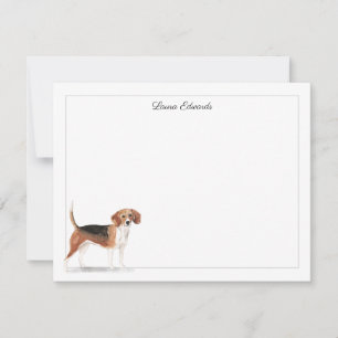 Beagle Dog Gray Border Personalisiert Stationery Mitteilungskarte