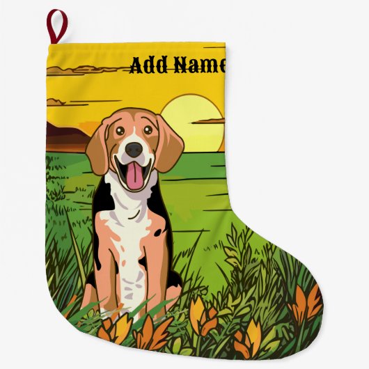 Beagle Dog Großer Weihnachtsstrumpf (Vorderseite)