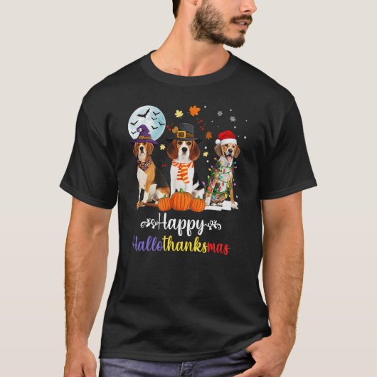 Beagle Dog Halloween Merry Christmas Happy Halloth T-Shirt (Vorderseite)