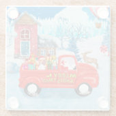 Beagle Dog in Christmas Delivery LKW Schnee Glasuntersetzer (Rückseite)