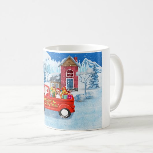 Beagle Dog in Christmas Delivery LKW Schnee Kaffeetasse (VorderseiteRechts)