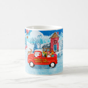 Beagle Dog in Christmas Delivery LKW Schnee Kaffeetasse