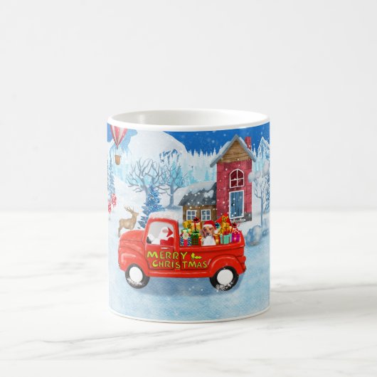 Beagle Dog in Christmas Delivery LKW Schnee Kaffeetasse (Mittel)