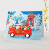 Beagle Dog in Christmas Delivery LKW Schnee Karte (Gelbe Blume)