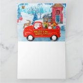 Beagle Dog in Christmas Delivery LKW Schnee Karte (Innenseite)