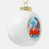 Beagle Dog in Christmas Delivery LKW Schnee Keramik Kugel-Ornament (Links)